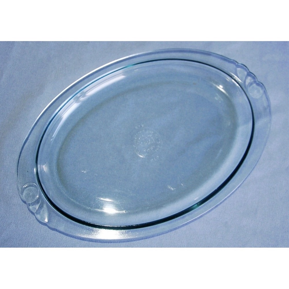 PYREX 812 Blue Tint Glass Oval Oven Broiler Baking Dish Serving Platter